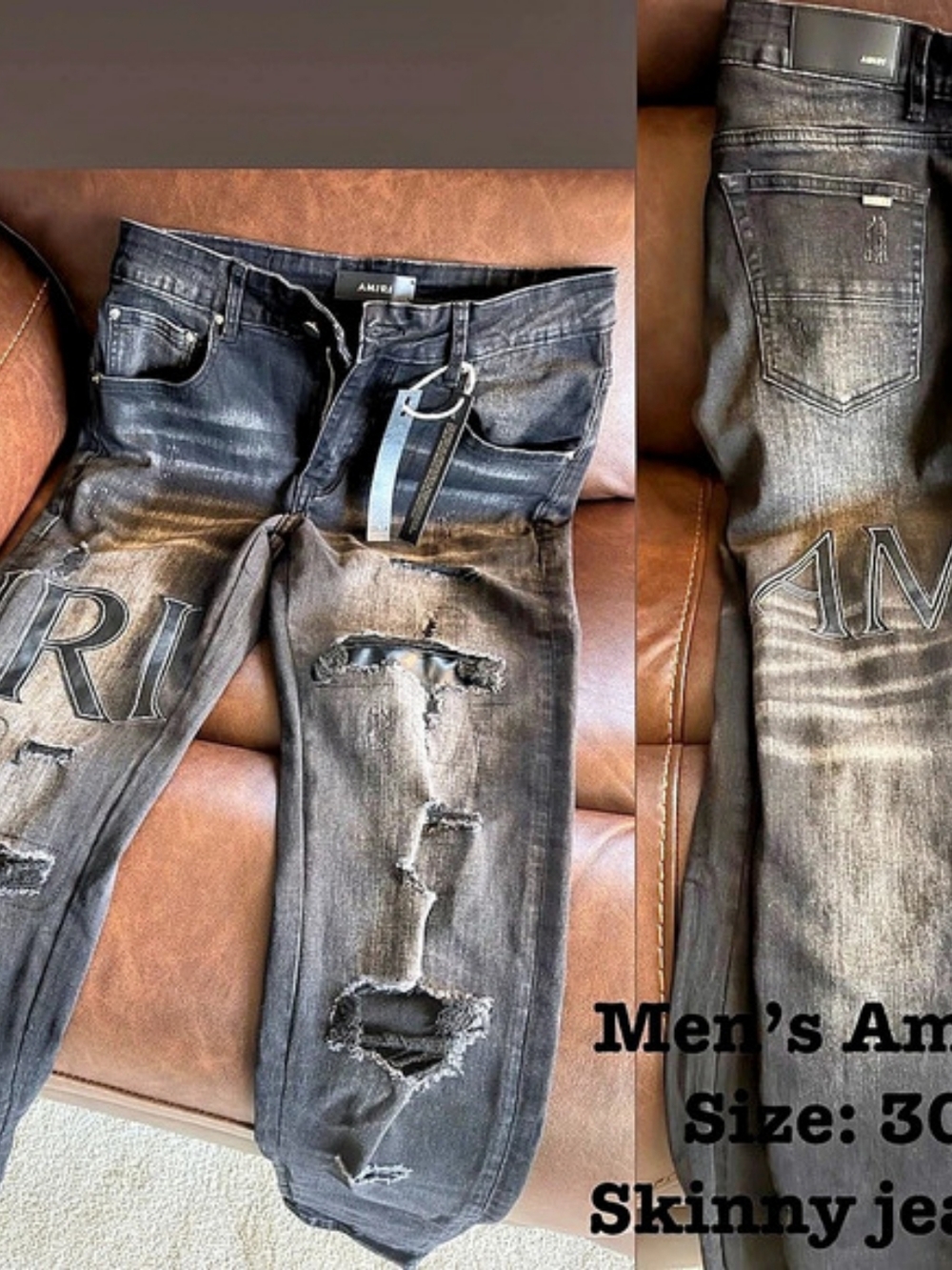 Amiri Core Logo Applique Denim Jeans Waist 30 Black